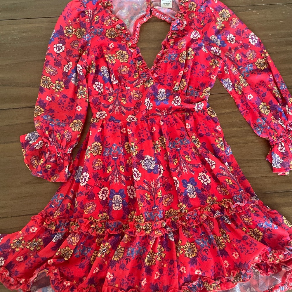 3/4 sleeve backless short dress